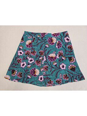 LOFT Floral A-Line Mini Skirt Size 10 Green & Purple Boho